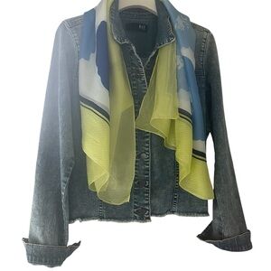 LOFT Blues/Yellow/White Silk Sheer Scarf